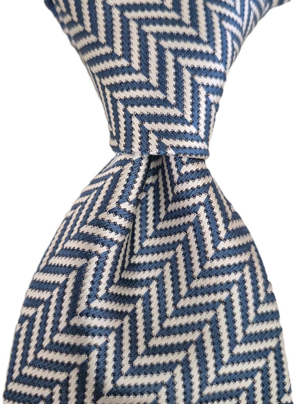 NWT TOM FORD Turquoise White Herringbone Woven Silk Tie Italy $270